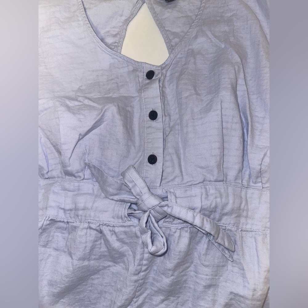 Patagonia Women's Organic Cotton Gauze Romper Beluga Blue Size M Tie Open Back‎ - Picture 5 of 7